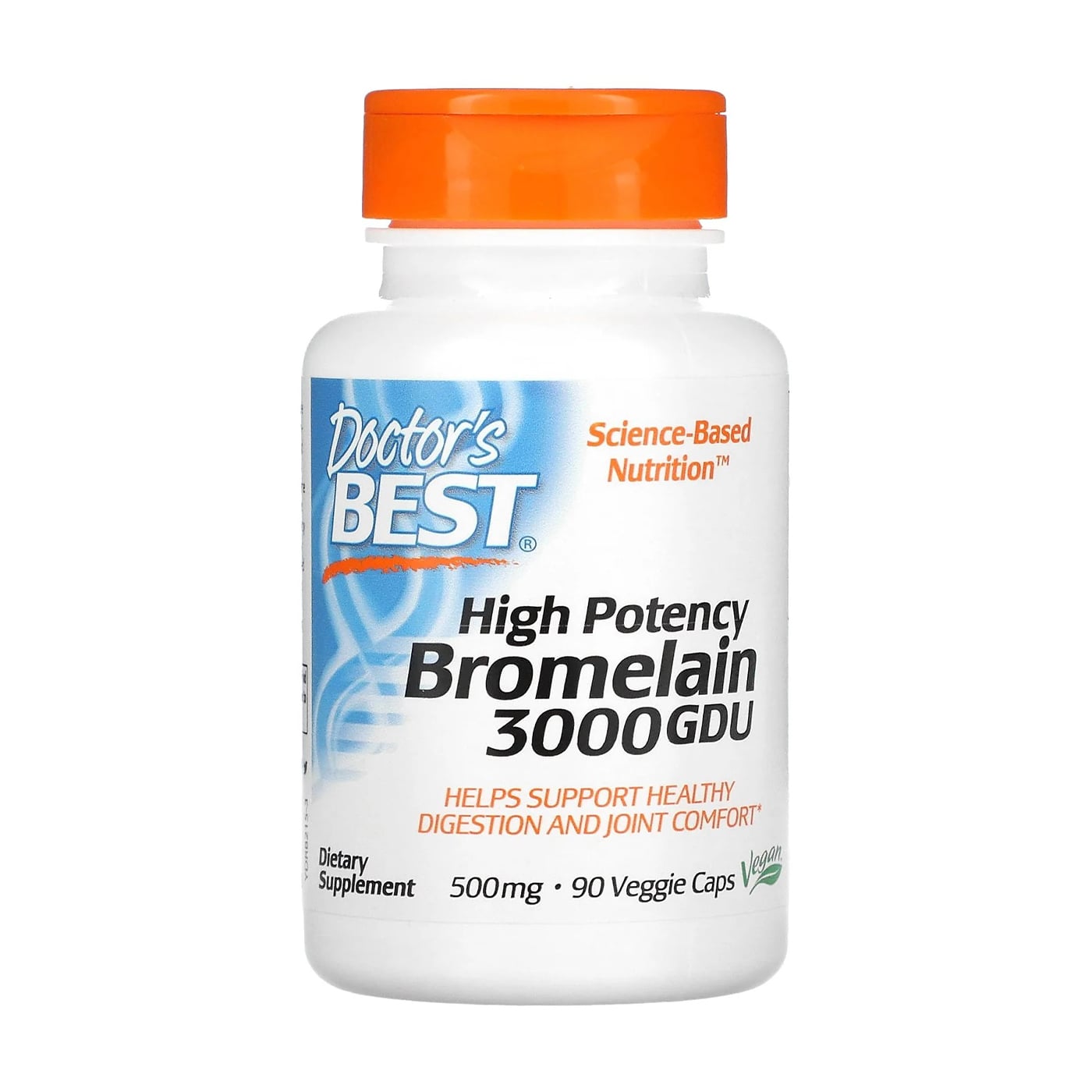 Бромелайн Doctor's Best High Potency Bromelain 3000 GDU, 500 мг, 90 капсул